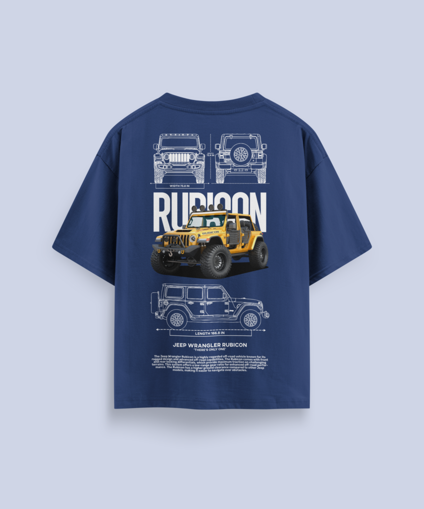 Jeep Wrangler Rubicon Oversized Classic T-Shirt | Off-Road Graphic Tee - Image 14